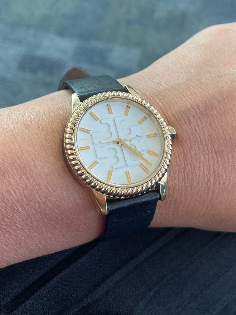 Tory Burch Gold-Tone Women's Leather Strap Watch - White Dial